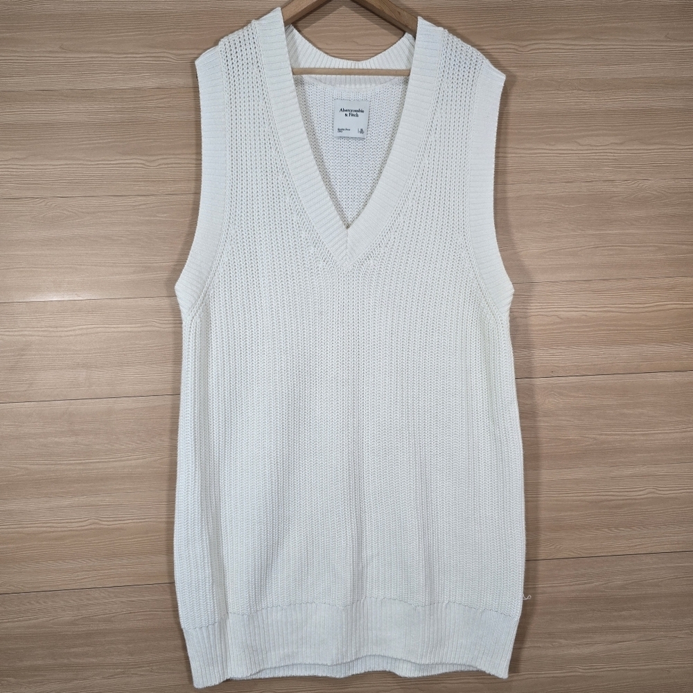 Abercrombie & Fitch NWT Ivory Sweater Vest Mini Dress Size XL Chunky Knit